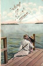 Postcard MN Couple Kissing & Fishing in Hazel Minnesota Posted Vintage PC G8494 picture