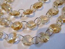 2 YDS GOLDEN CHAMPAGNE GLASS Octagon Beads 14mmCRYSTAL GARLAND SILVER CONNECTOR picture