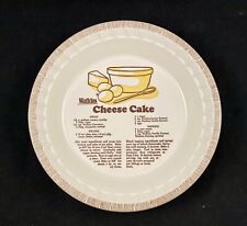 1981 WATKINS 11” Ceramic Pie Plate w/ Cheese Cake Recipe ~ Excellent picture