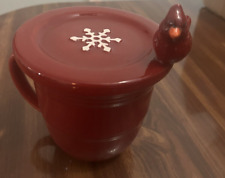 Mainstays ~ Red Cup with Lid ~ Lid features Snowflake & Red Bird picture