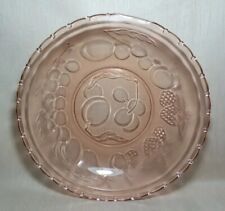 Pink Peach Depression Glass Fruit Bowl-Press Shaped-Indonesia 8.75