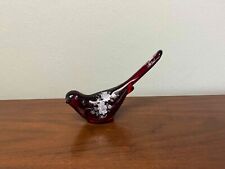 Vintage Fenton Handpainted Ruby Red Glass Bird of Happiness Figurine picture