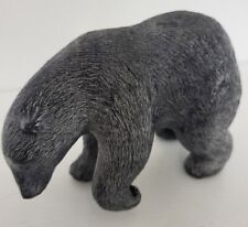 Vtg Wolf INUIT Bear Sculpture Canada Grizzly Bear Grey Soapstone Signed WE  picture