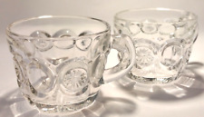 Vintage Punch Bowl Cups Set of 2 Clear Pressed Glass Moon and Stars Pattern picture