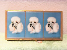 vintage 50's triple deck of boxed playing cards featuring poodles- 1 deck sealed picture