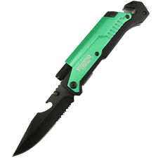 Defender-Xtreme 8.5in Multi Function Folding Knife Green Color Handle picture