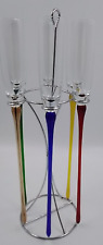 Handblown ArtLand Flute Champagne Glasses set of 6 w/stand long colored stems picture