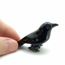 Black Crow Raven Bird Ceramic Animal Figurine Statue Decor - CBX010 picture
