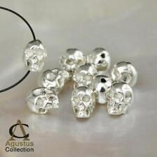 Beautiful Human Skull Bead 5.95mm Solid 925 Sterling Silver Handmade 0.55g picture