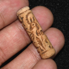 Genuine Ancient Middle Eastern Ceramic Cylinder Seal Bead Ca. 2nd millennium BC picture
