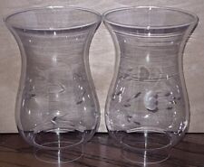 2 Vintage Princess House Heritage Etched Glass Hurricane Lamp Globe Chimney 6.5 picture
