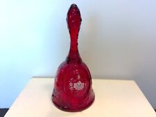 Fenton Ruby Red Glass Embossed Bell with Hand Painted Roses picture
