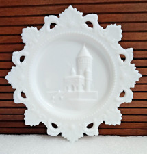 VTG Westmoreland Milk Glass Plate Lace Edge Monument Castle President Garfield picture