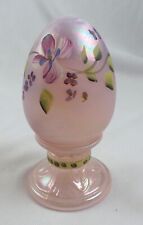 Fenton Art Glass Pink Iridescent Pedestal Egg Figure/Figurine Hand Painted picture