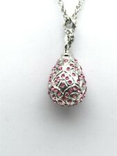 Silver and red Egg Pendant Necklace with crystals by Keren Kopal picture