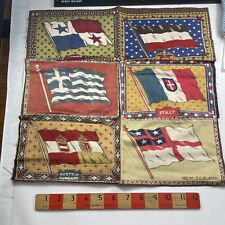 Vtg c 1910s LARGE Tobacco Felt Flag 6 Sewn Together Patches ITALY MZ GREECE+19XG picture