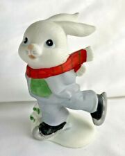 Vintage Homco Ice Skating Rabbit Bunny #5305 Taiwan Seasonal Christmas Figurine picture