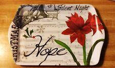 Vintage Small Melamine Christmas Tray-Silent Night-Hope-Amaryllis picture