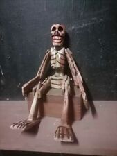 Rare Hand Carved Wood pupet Skeleton Calavera Mexican Folk Art 14'' tall picture