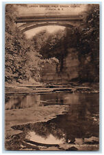 1912 Upper Bridge Fall Creek Gorge Ithaca New York NY Antique Postcard picture