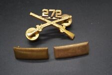 WWII 272nd Infantry Regiment Officer & 2nd Lieutenant Insignia Pins Set Lot Of 3 picture