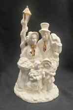 VTG Colonial Style Christmas Carolers Music Box White Porcelain With Gold Trim picture