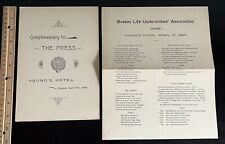 Antique Ephemera 1894 Boston Life Underwriters' Association Invite Card & Songs picture
