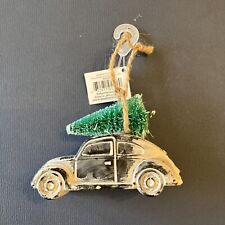 VW Car Beetle Christmas Tree Snow Ornament Black Bug Plastic Volkswagon New picture