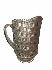 8 1/2 Inch Vintage Glass Pitcher ￼ Cubes pattern￼ Fun picture
