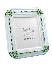 Genuine MURANO Glass Picture Frame W/Green Mini Daisies by SANT- IT. 5