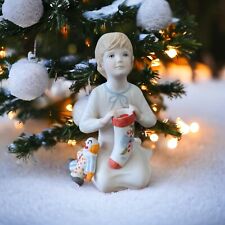 Cybis Porcelain Wishing For That Special Gift Figurine 1983 Girl With Stocking   picture