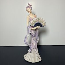 Elegant Lady Figurine In Purple Dress Resin 12.25” T Sculpture picture