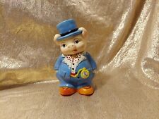 Vintage 80s Small World Importing Mr. Piggy Bank Fancy Pig Groom Plastic 6.5