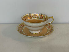 Antique 1932 1933 Copeland Grosvenor China Cup & Saucer Peach & Gold Decoration picture