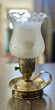Brass Electric Lamp Oil-Style Light Frosted Glass Shade Aladdin WORKS picture