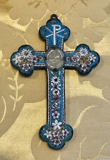 Small Antique Italian Micro Mosaic Cross c 1900-1910 Pope St. Pius X Interest picture
