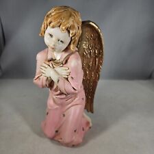 Vintage Lello Kneeling Angel Figurine Large Gold Wings Italy 5501 8 inches Tall picture