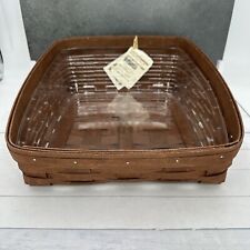 2014 Longaberger Tapered Paper Tray Basket Rich Brown Stain With Protector picture