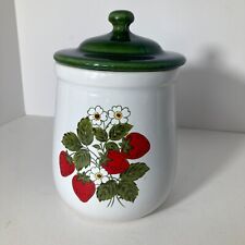 Vintage 70s McCoy USA Strawberry Daisy Canister Jar Country Farmhouse 5 x 7.5 w picture