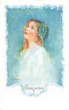 Vintage Millicent Sowerby Signed Beautiful Girl Turquoise Little Jewels  P536 picture