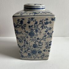 Square Blue & White Ginger Jar,  Chinese Porcelain Decor, picture