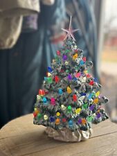 Vintage 1990 Nowell's  Lighted  Ceramic Christmas Tree. 10Inches Tall. Beautiful picture