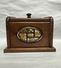 Vintage Wooden Recipe Box With Dried Seed Decoration. picture