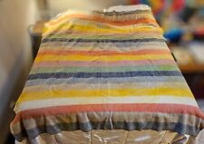 Vintage 1950s 100% Wool Striped Rainbow Blanket 75” X 68” *No Tag  picture