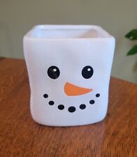 Teleflora Snowman Sparkly Planter Pottery Square Pot picture