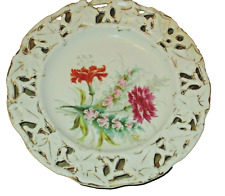 ATQ CT Germany Porcelain  FLOWERS  Pierced Rim Charger Plate 12
