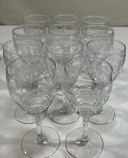 Set Of 11 ~ IMPERIAL GLASS Water Goblet -451-1- Clear Cut Glass Bands/Floral VGC picture