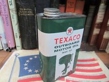 EMPTY TEXACO OUTBOARD MOTOR OIL ONE QUART METAL CAN 1 OIL OUT BOARD SEA 30 picture