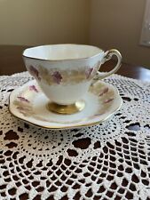 EB Foley Gold Leaves Hand Painted Grapes Tea Cup & Saucer England Bone China picture