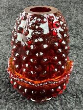 Vintage FENTON Ruby Red AMBERINA Hobnail MCM Glass Fairy Lamp 4 1/2